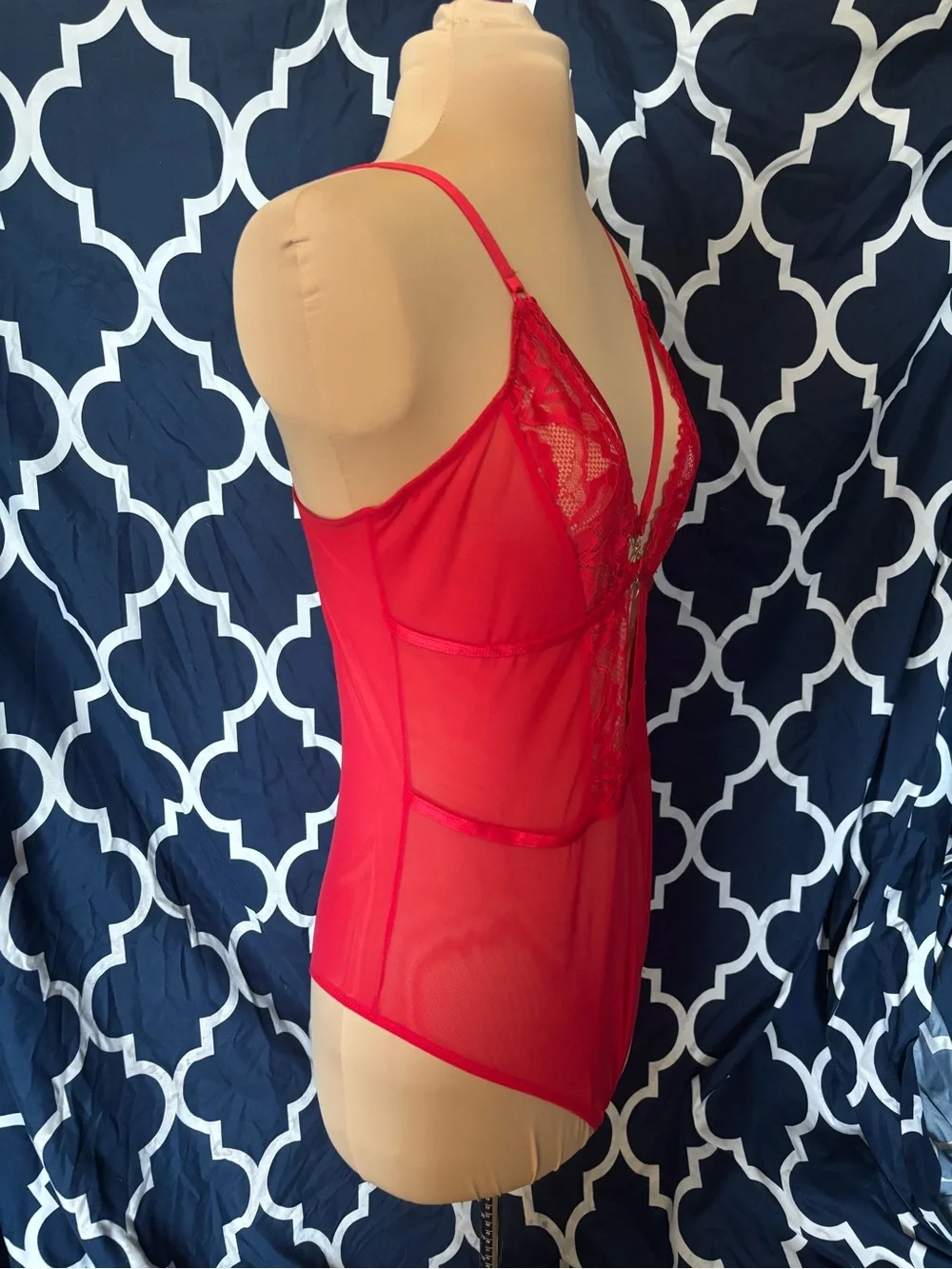 VENUS Red Lace Plunge Teddy